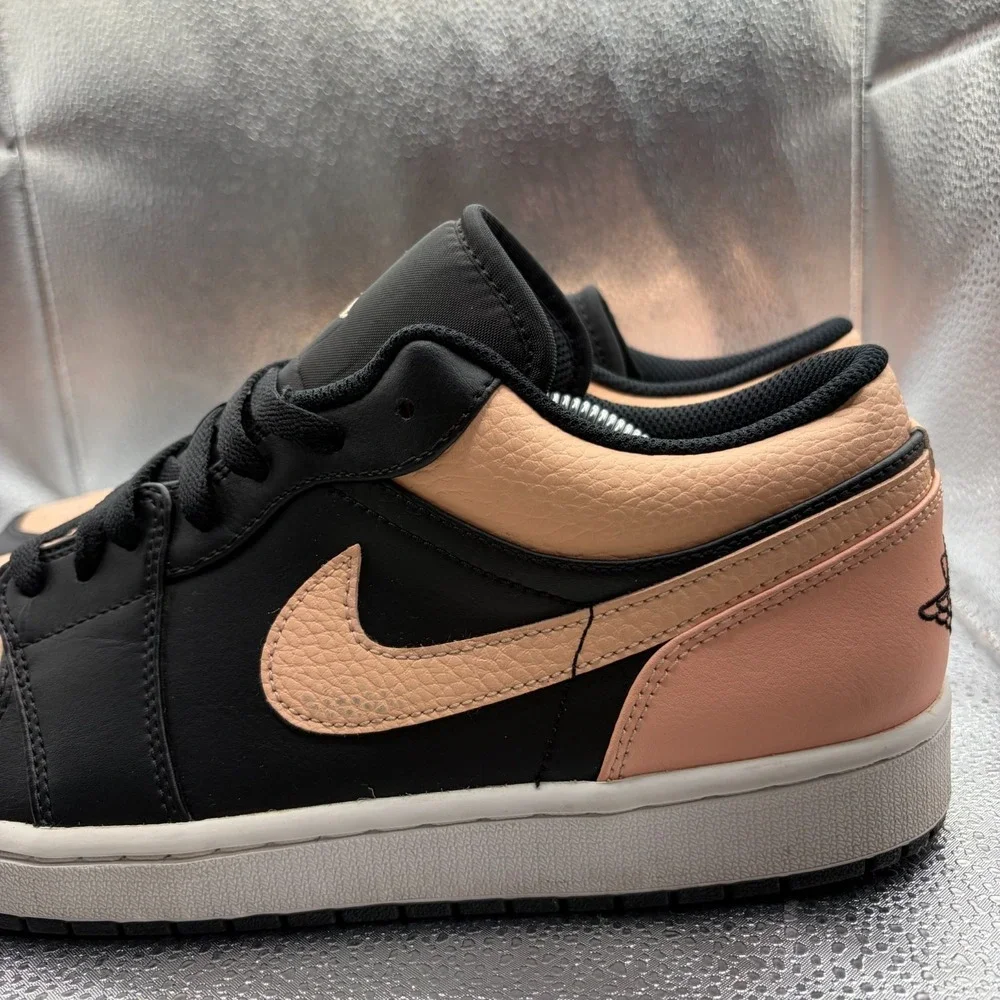 Size 12 Nike Air Jordan 1 Low Crimson Tint Black Mens Athletic Shoes 553558-034